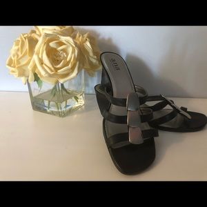 Black and silver sandals